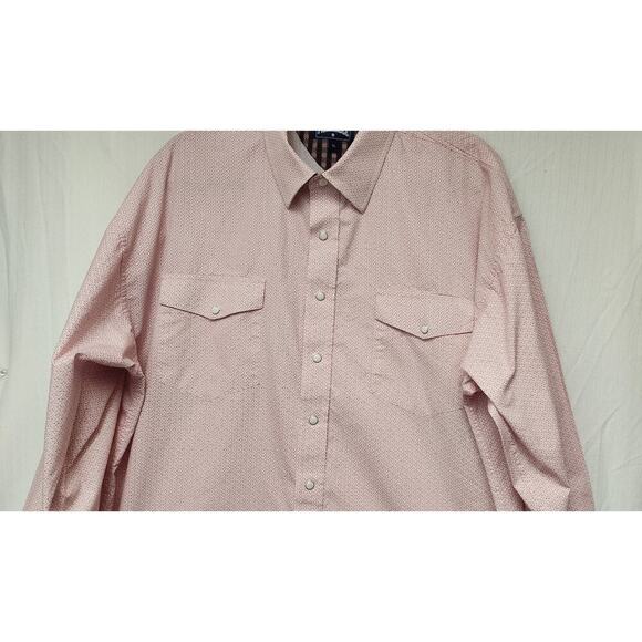 Panhandle Vintage Men Geometric Slim Pearl Snap Buttons Western Pink Shirt XL - Picture 5 of 7